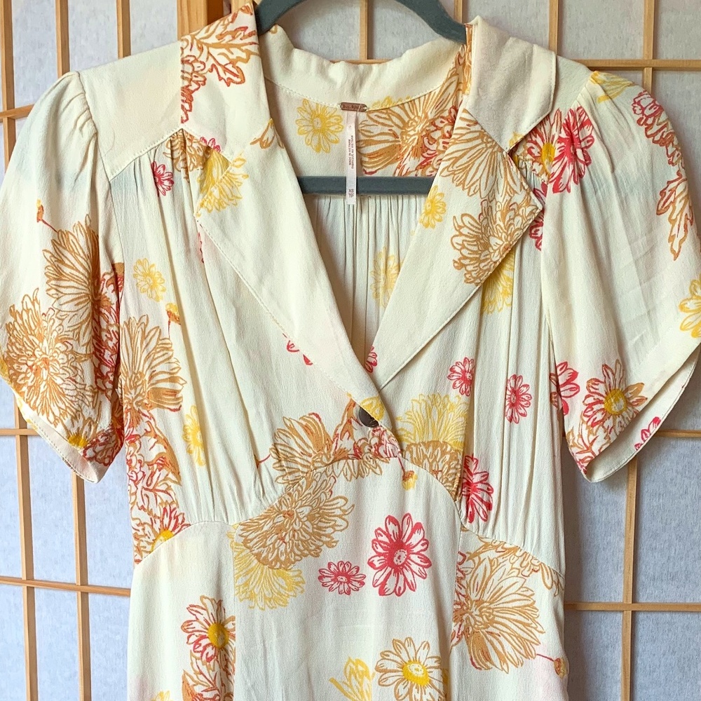 Free People Floral Collared Mini Dress NWOT